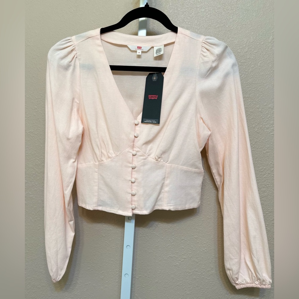 Levi’s V-Neckline Front Button Placket Blouse, XS
